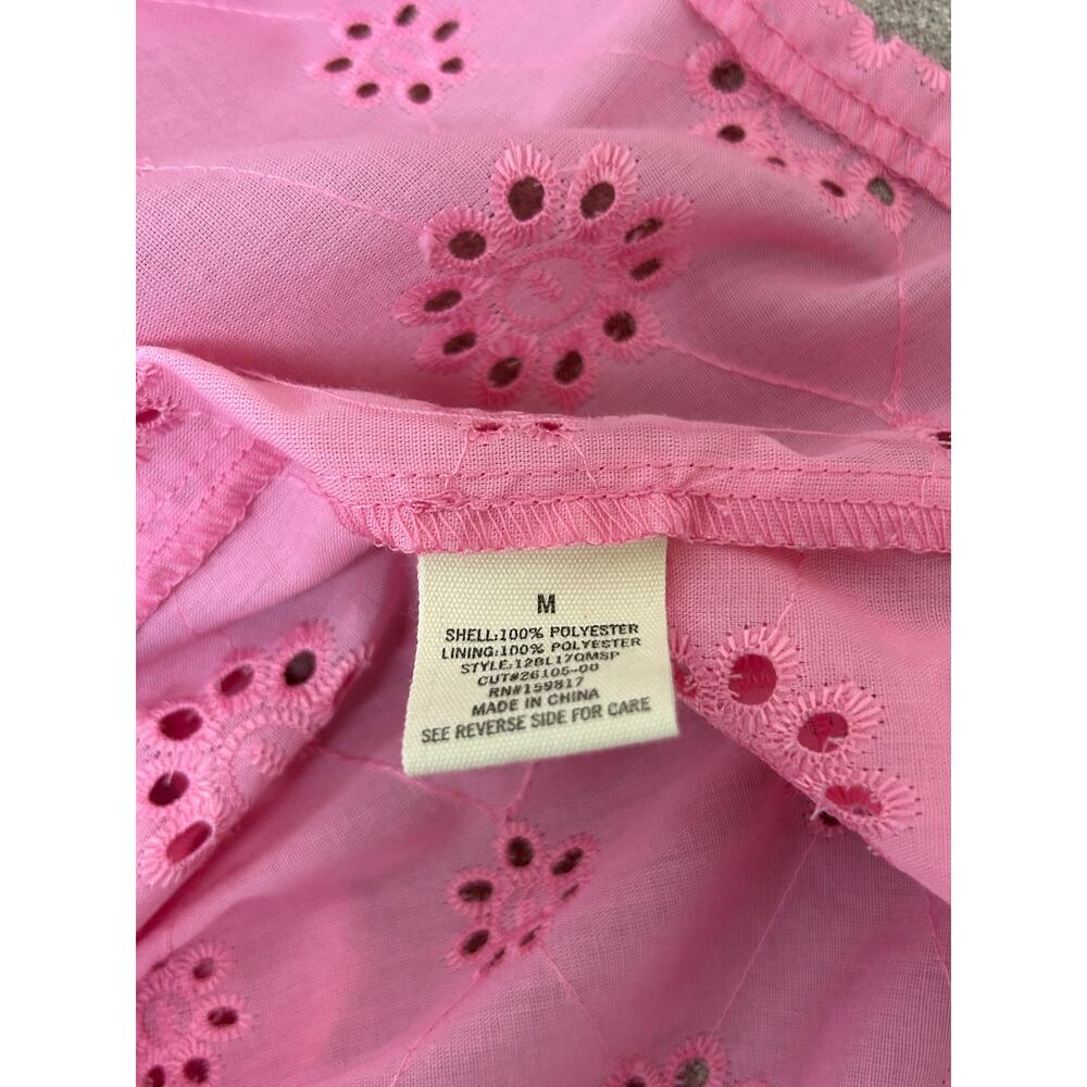 Altar’d State Pink Eyelet Crop Top Medium Puff Sleeve Cottagecore - Picture 8 of 8